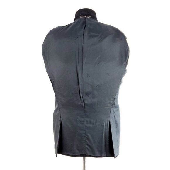 Valentino Flannel Wool Cashmere 3 Button Sport Coat W/ Vest 42L Blue Windowpane - Picture 10 of 11
